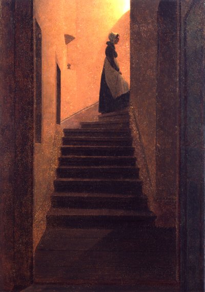 Senhora na escadaria - Caroline nas escadas de Caspar David Friedrich